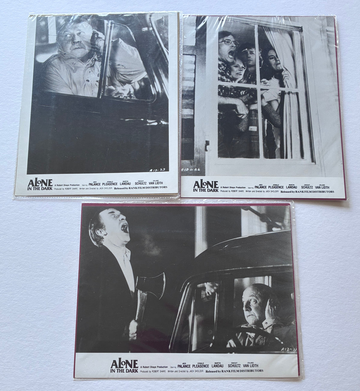 Original Black & White Stills for ALONE IN THE DARK of 1982 x 3 with Jack Palance