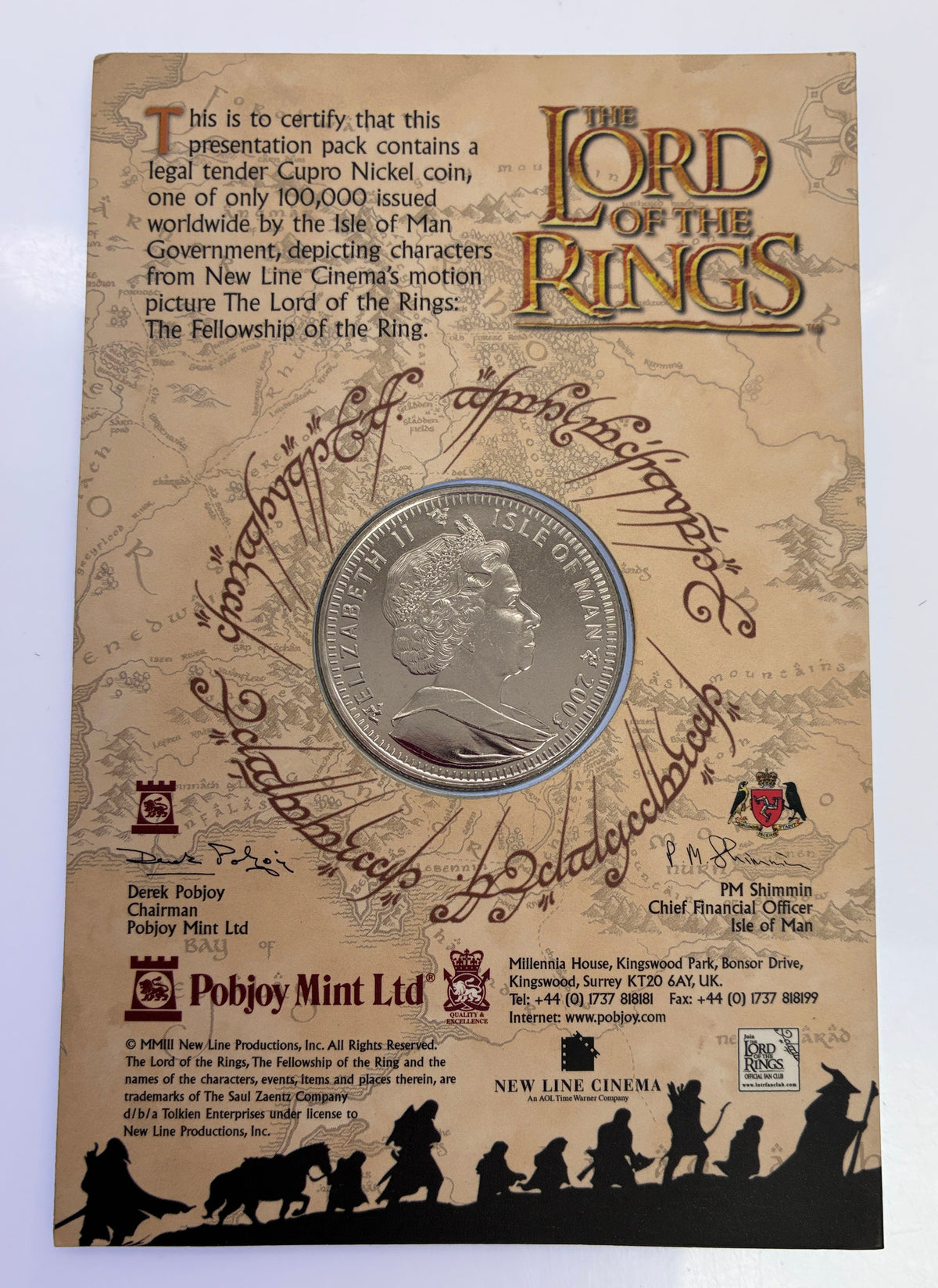 Lord of The Rings Cupro Nickel Coin issued by Isle of Man 2003