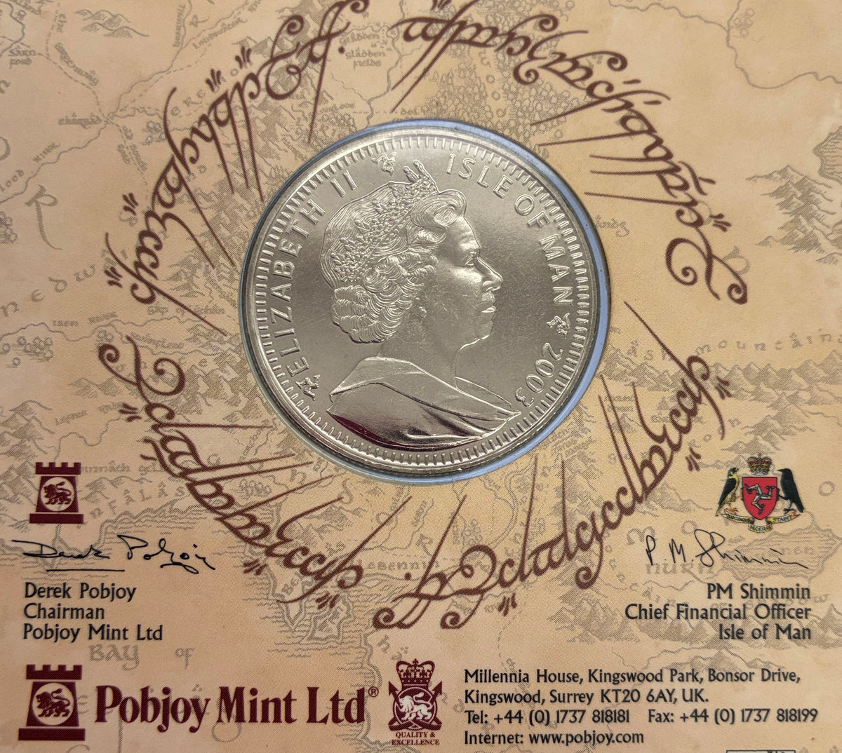 Lord of The Rings Cupro Nickel Coin issued by Isle of Man 2003