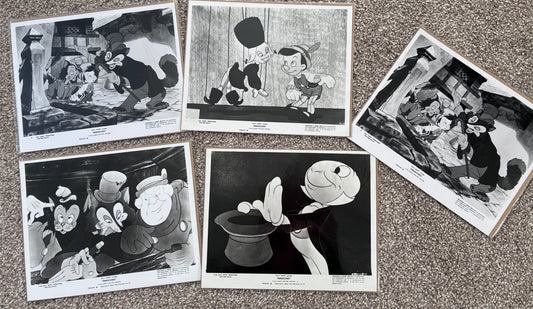 PINOCCHIO Original Rare Black & White Stills x 4 + 1 from the 1940 film in g/c