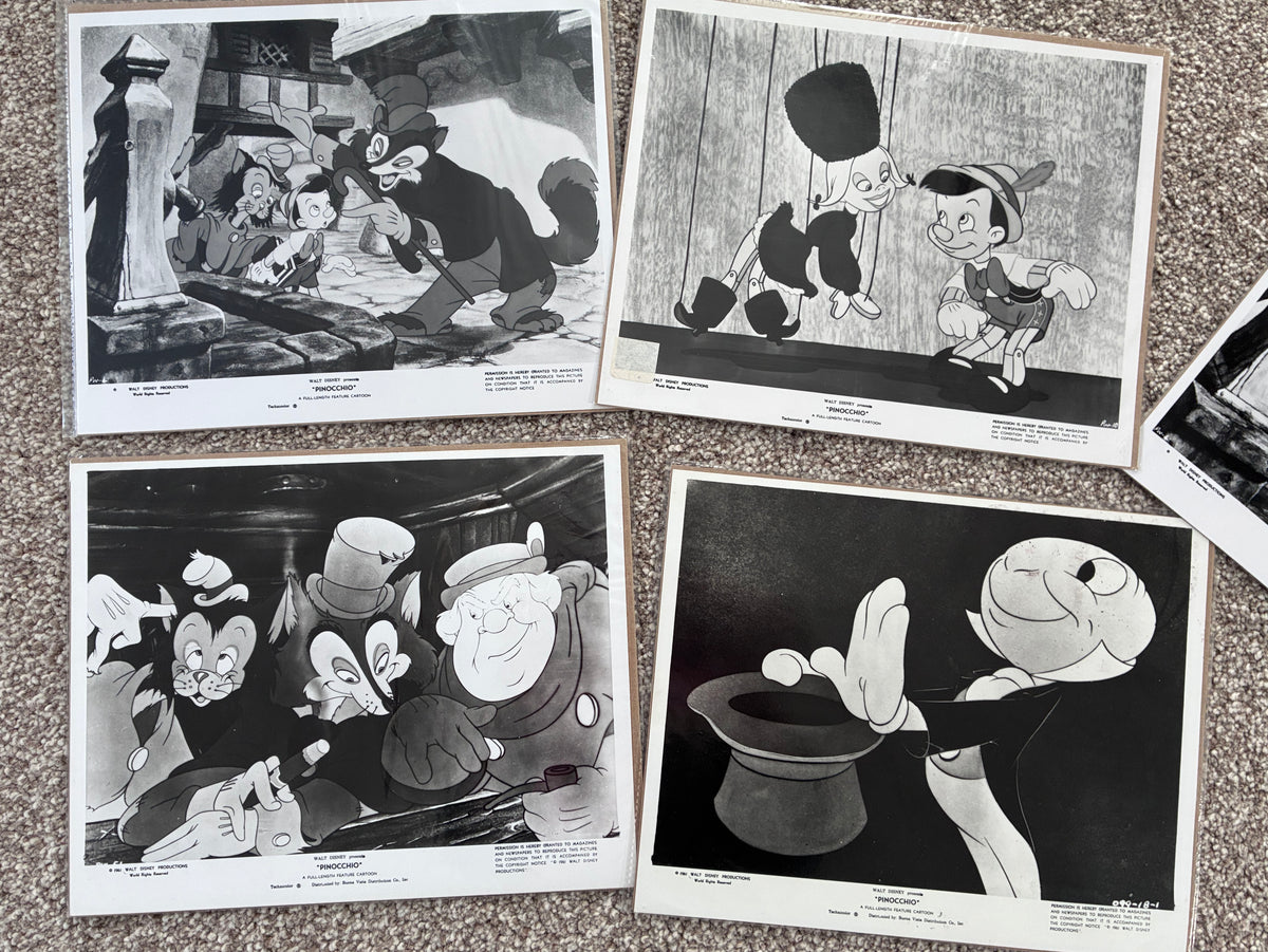 PINOCCHIO Original Rare Black & White Stills x 4 + 1 from the 1940 film in g/c