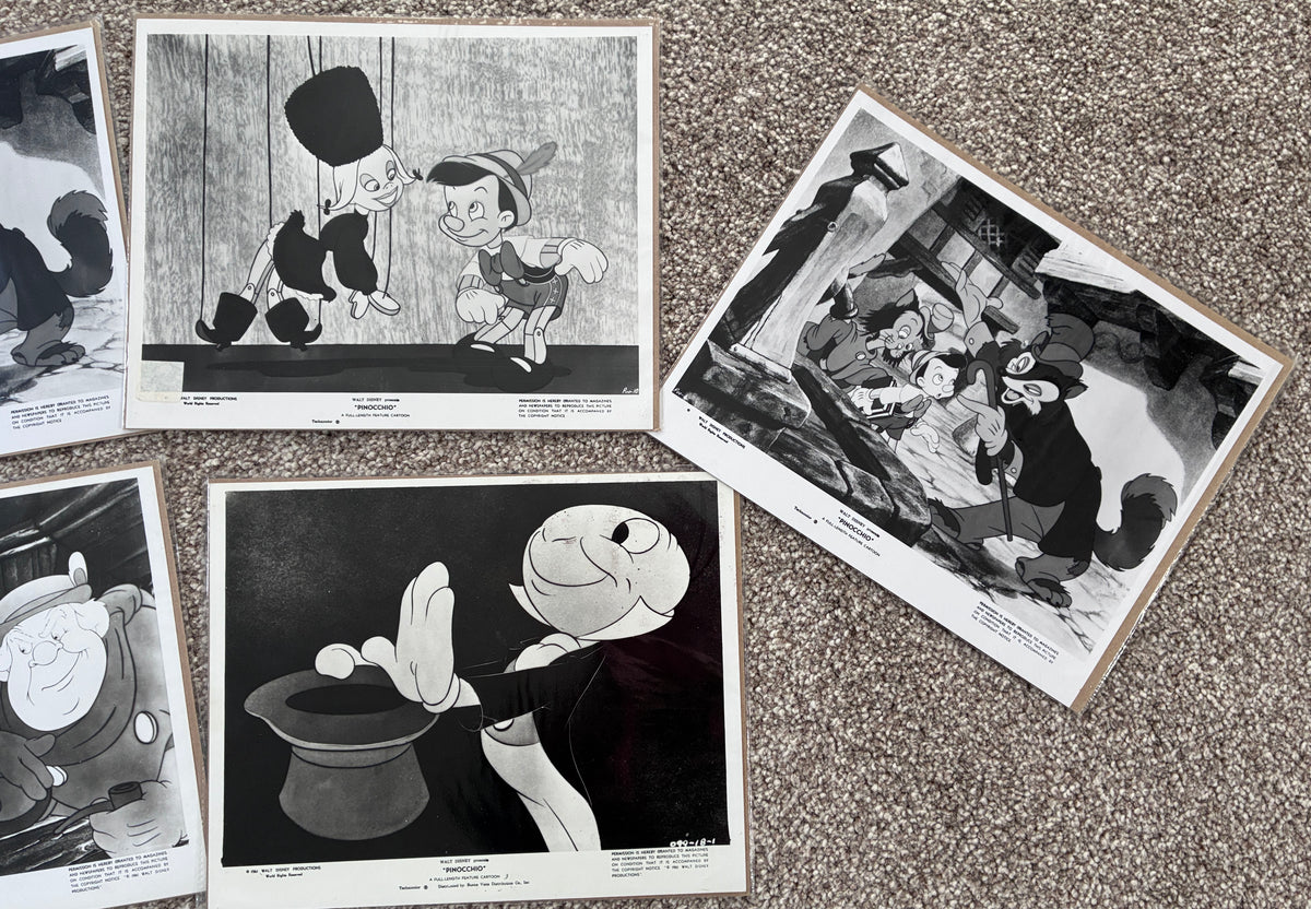PINOCCHIO Original Rare Black & White Stills x 4 + 1 from the 1940 film in g/c