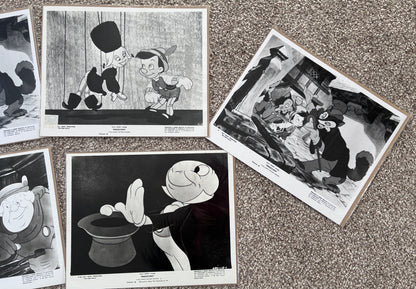 PINOCCHIO Original Rare Black & White Stills x 4 + 1 from the 1940 film in g/c