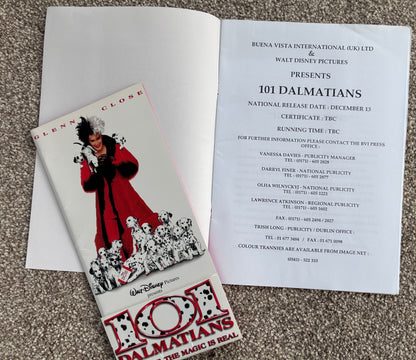 Original 7 B&W Stills + Press Pack for Walt Disney's 101 Dalmatians from 1996