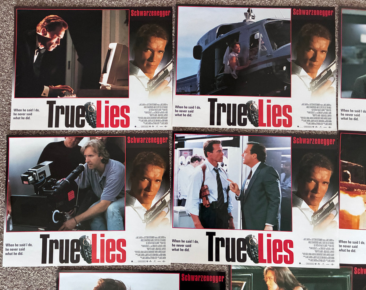 TRUE LIES (1994) Original 14"x 11" Lobby Cards x 8 - Arnie Schwarzegger