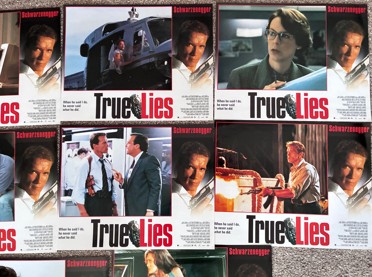 TRUE LIES (1994) Original 14"x 11" Lobby Cards x 8 - Arnie Schwarzegger