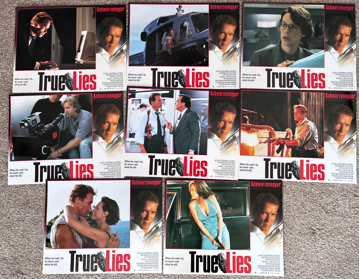 TRUE LIES (1994) Original 14"x 11" Lobby Cards x 8 - Arnie Schwarzegger