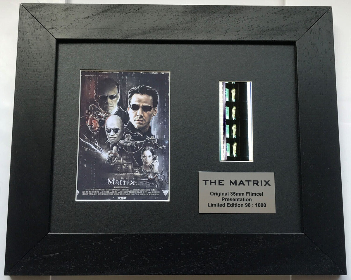 Handmade display featuring original 35mm film cells for THE MATRIX fans + COA v3