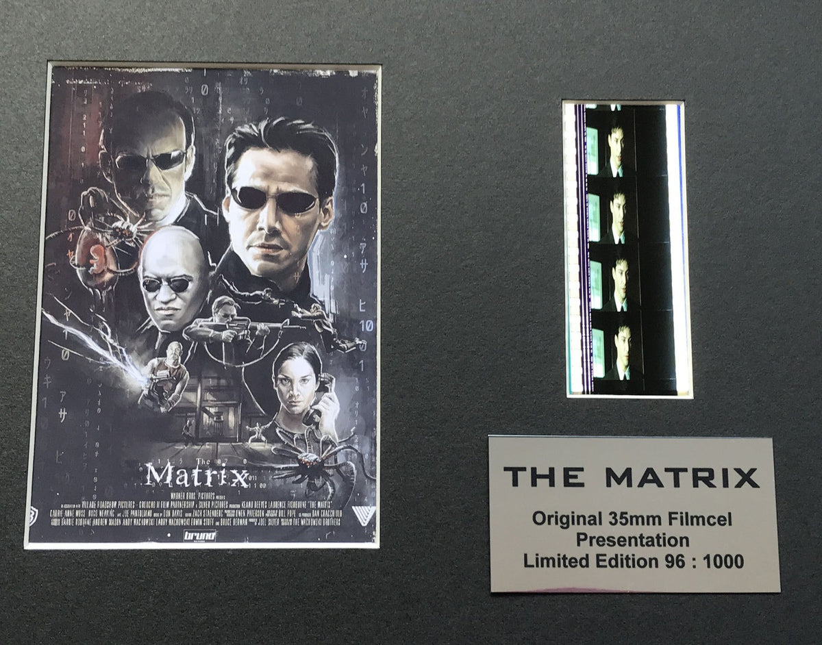 Handmade display featuring original 35mm film cells for THE MATRIX fans + COA v3
