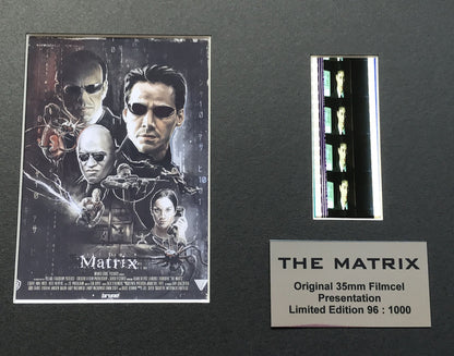 Handmade display featuring original 35mm film cells for THE MATRIX fans + COA v3