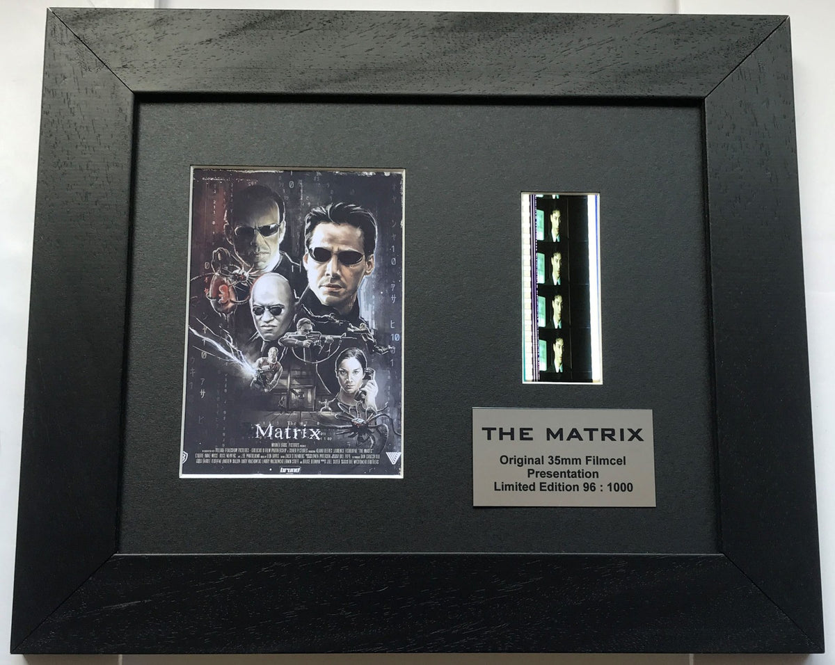 Handmade display featuring original 35mm film cells for THE MATRIX fans + COA v3