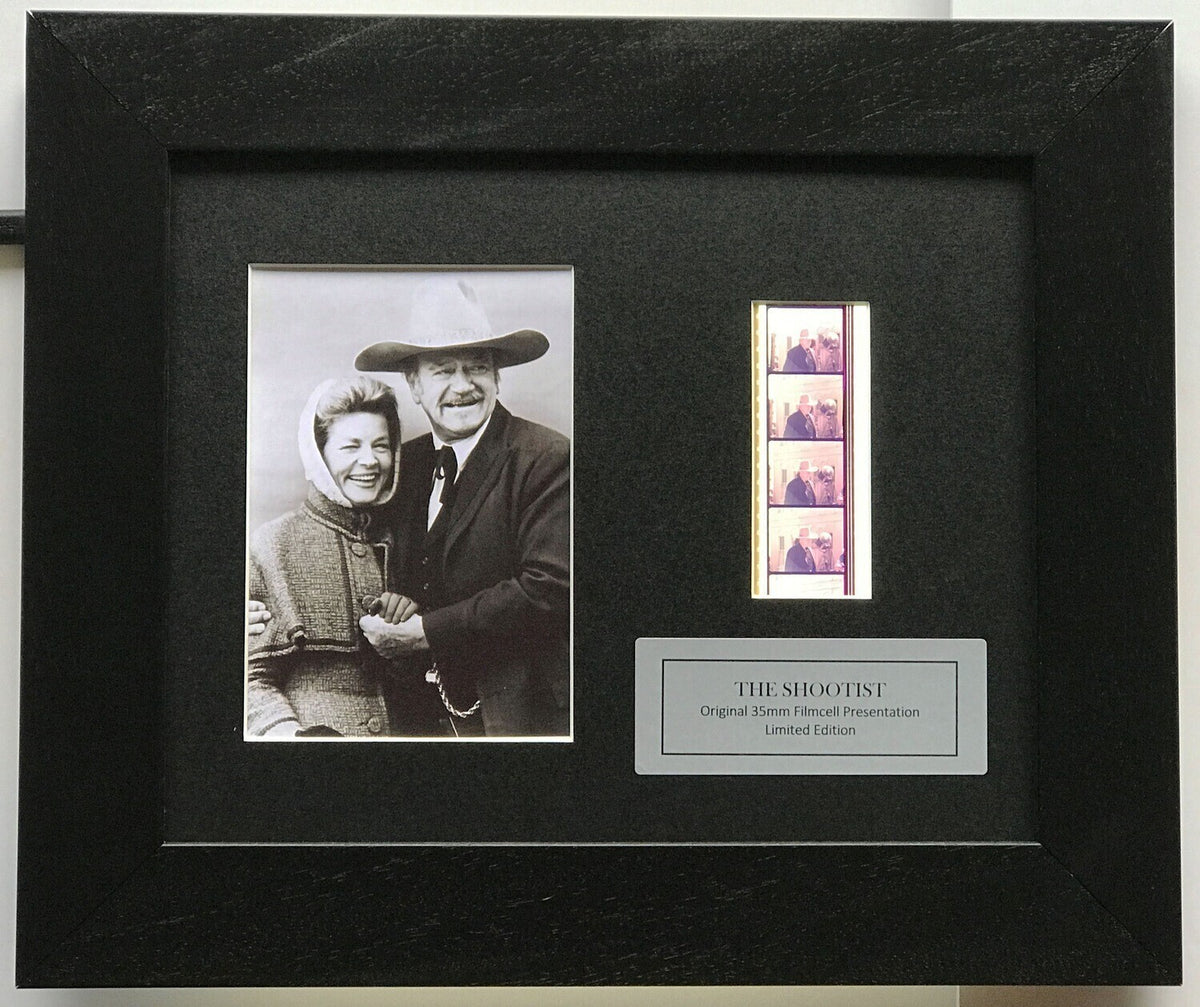 Handmade display featuring original film cells for The Shootist JOHN WAYNE fans