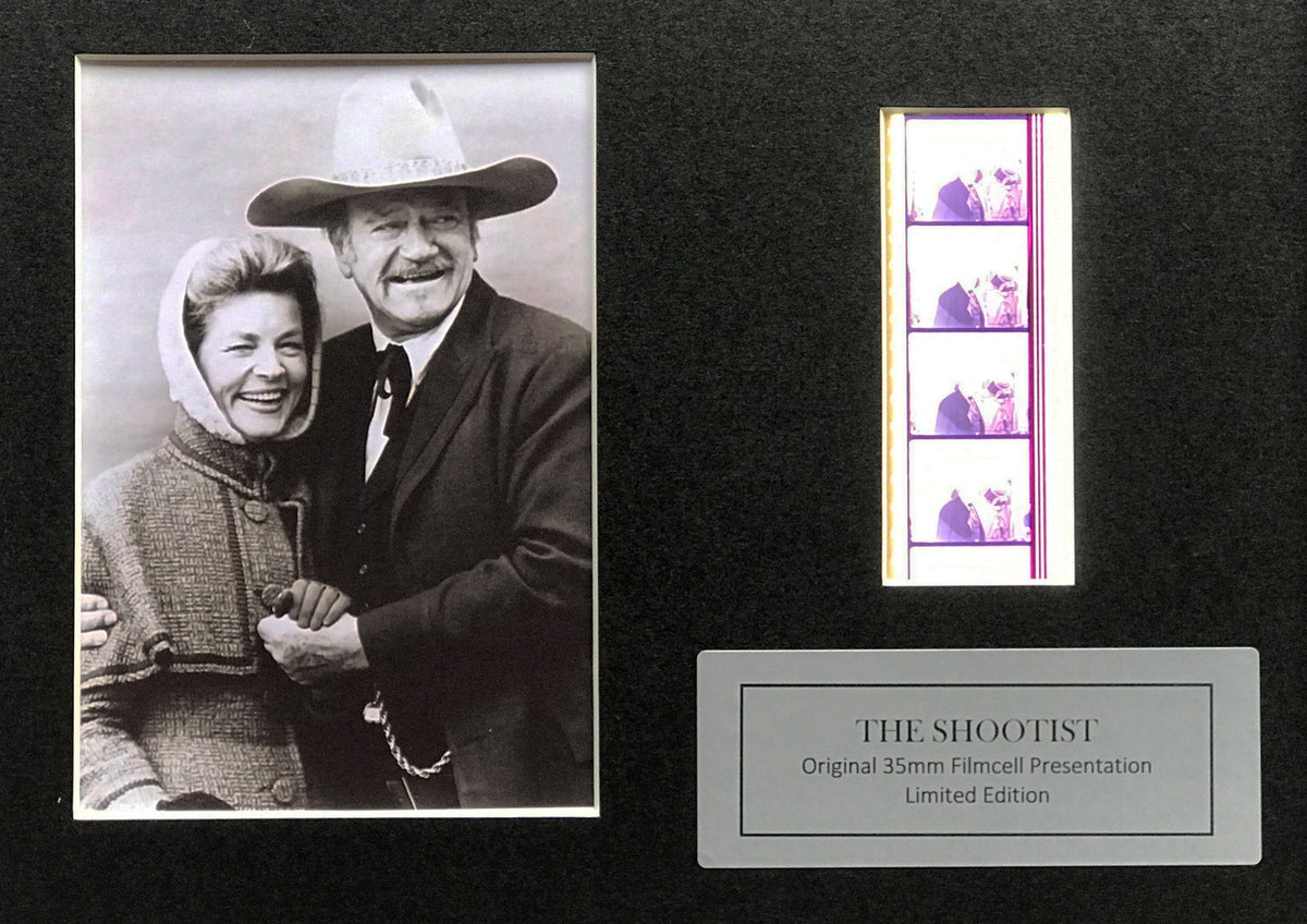 Handmade display featuring original film cells for The Shootist JOHN WAYNE fans