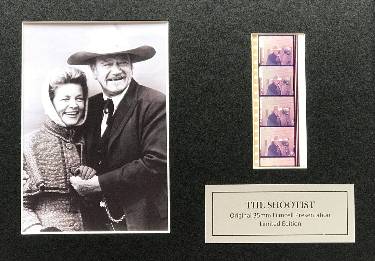Handmade display featuring original film cells for The Shootist JOHN WAYNE fans