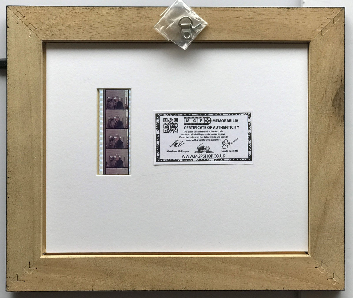 Handmade display featuring original film cells for The Shootist JOHN WAYNE fans