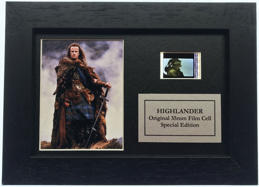 Hand crafted display featuring original film cell for a HIGHLANDER fan + COA