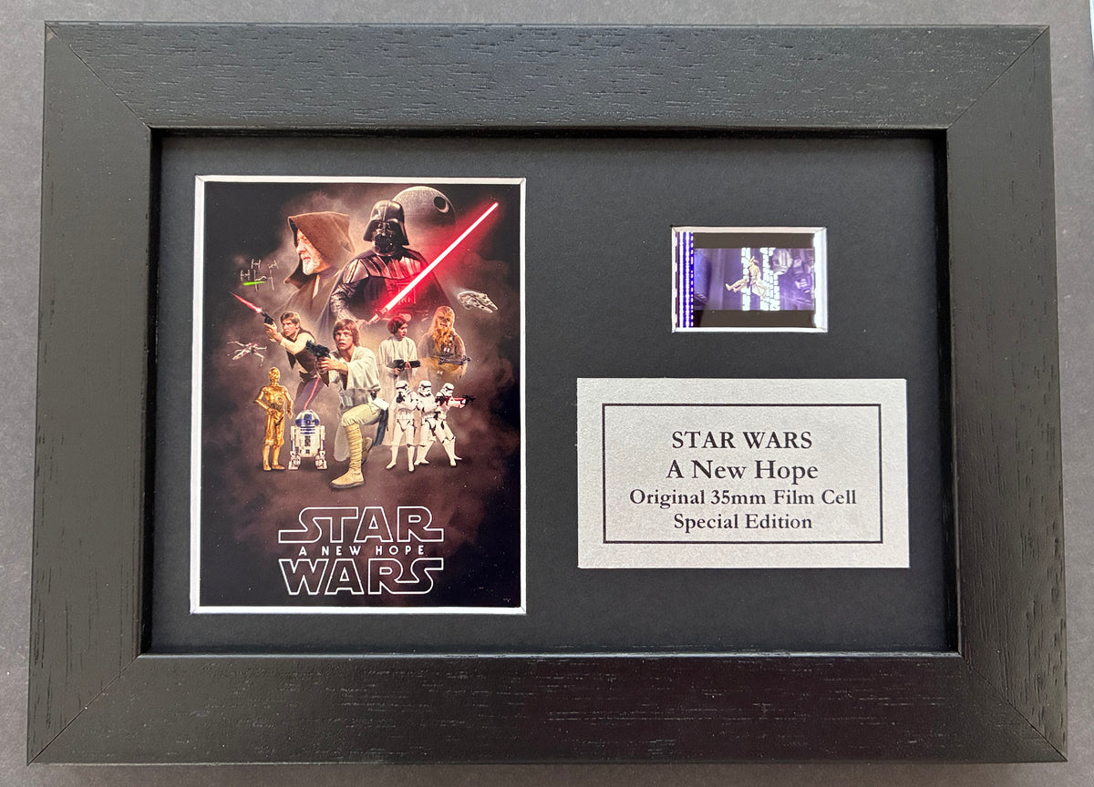 Star Wars A NEW HOPE Original Mini 35mm film cells in Quality Wood Frame + COA