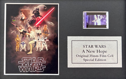 Star Wars A NEW HOPE Original Mini 35mm film cells in Quality Wood Frame + COA
